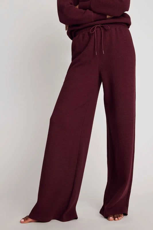 Waffle Knit Track Pant in Garnet
